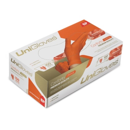 Luva Unigloves Laranja S/ Pó Conforto Premium C/100