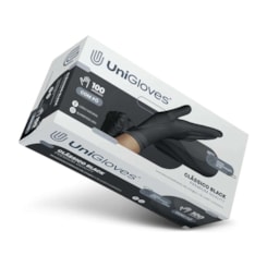 Luva Unigloves Preta Latex C/ Pó 100un - Luva Unigloves Preta Latex C/ Pó 100un -
