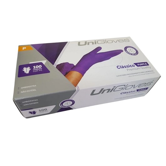 Luva Unigloves Roxa C/ Pó Premium Quality C/100 - Imagem principal - 7c3fb9f4-d970-4821-8be6-2ace5bf50d2e