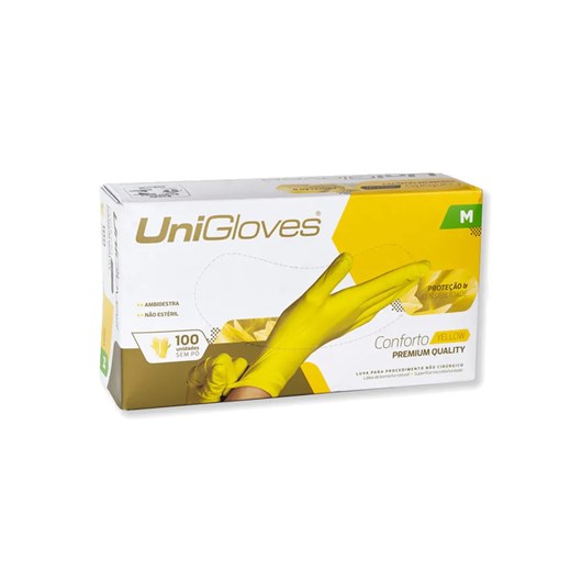 Luva Unigloves Yellow S/ Pó Conforto Premium C/100 - - Imagem principal - a030a727-5766-4d4a-b861-e719129fd2e8
