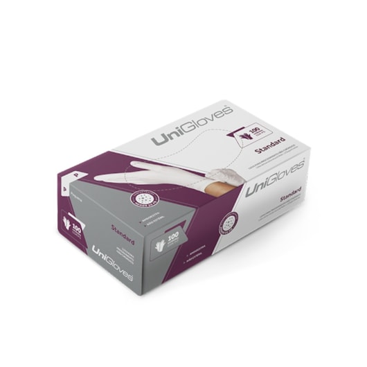 Luvas de látex Unigloves Branca Com Po C/100 para unhas