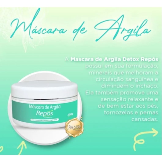 Máscara de Argila para pés e pernas cansados Detox Repos 250g para unhas