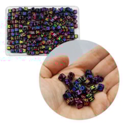 Miçanga Letra Alfabeto Preto Colorido Colar Pulseira 50g #05 Miçanga Letra Alfabeto Preto Colorido Colar Pulseira 50g #05