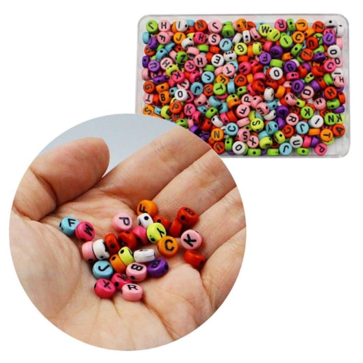 Miçangas de Letras Alfabeto Colorido Colar Pulseira 50g #08 para unhas