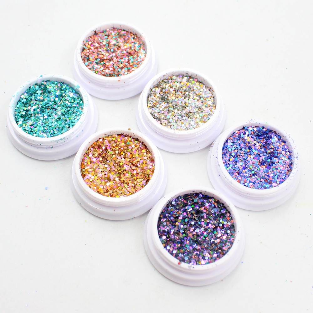Mix de Glitter Fino e Flocado 6 Cores D&Z | Mix da Jo