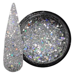 Mix de Glitter Refletivo Prateado Holográfico 2g Mix da Jo Mix de Glitter Refletivo Prateado Holográfico 2g Mix da Jo