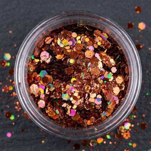 Mix de Glitter ultra holográfico caramelo Cobre 1g para unhas