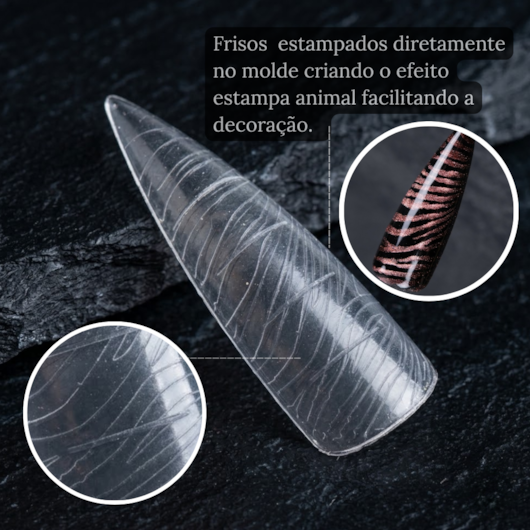 Molde F1 Stiletto Texturizado Estampa Animal D&Z - 120 Peças 8021 para unhas