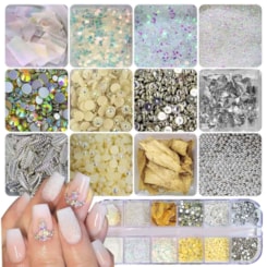 Paleta Branco e prateado Decoração de unhas Mix da Jo Paleta Branco e prateado Decoração de unhas Mix da Jo