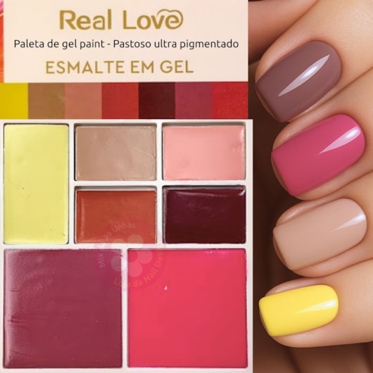 Paleta de esmalte em gel 7 tons Terrosos Real Love para unhas