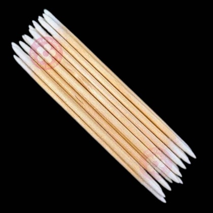 Palito longo com algodão ponta dupla para esmaltação 100un rosa