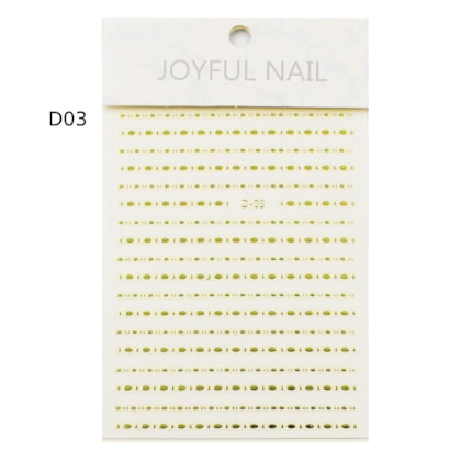 Película de bolinhas para unhas Metalizada Dourada Linhas D03 Joyful Nail