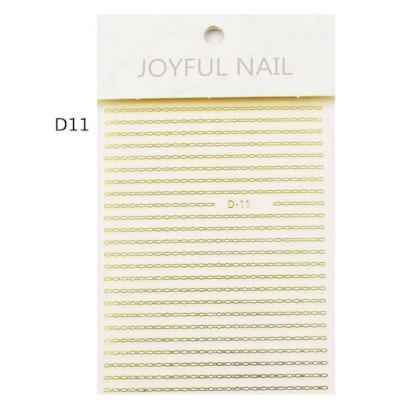 Película de correntinhas para unhas Metalizada Dourada Linhas D11 Joyful Nail