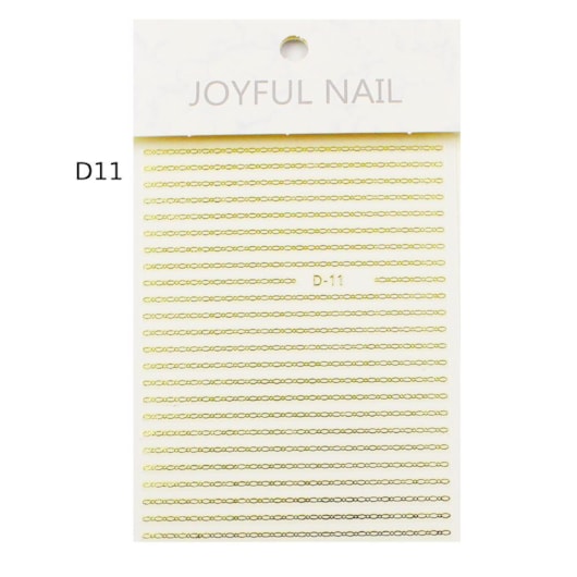 Película de correntinhas para unhas Metalizada Dourada Linhas D11 Joyful Nail para unhas