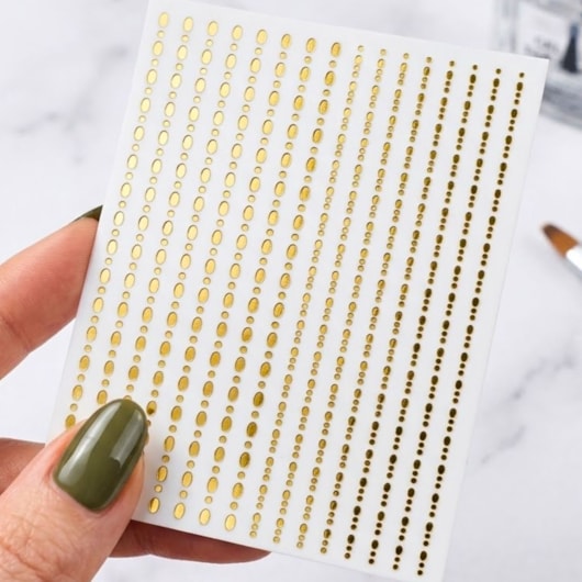 Película Dourada cromada de bolinhas unhas aesthetic Decoradas Helen Color 03 para unhas