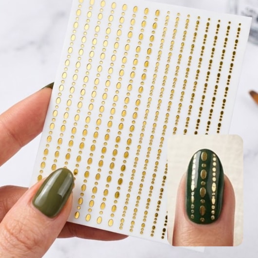 Película Dourada cromada de bolinhas unhas aesthetic Decoradas Helen Color 03 para unhas