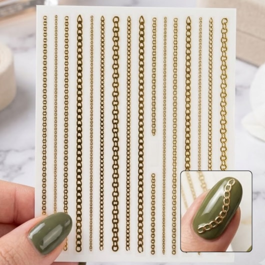 Película Metalizada Correntinhas Douradas Linhas D06 Joyful Nail para unhas