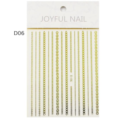 Película Metalizada Correntinhas Douradas Linhas D06 Joyful Nail