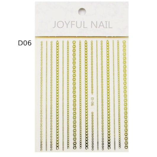 Película Metalizada Correntinhas Douradas Linhas D06 Joyful Nail para unhas