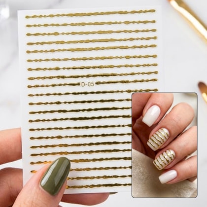 Película Metalizada Dourada - Linhas D05 Joyful Nail