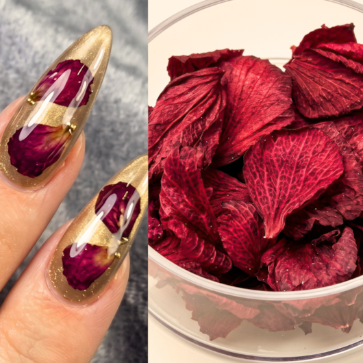 Pétalas de Flores Secas - Cor: Vinho para unhas