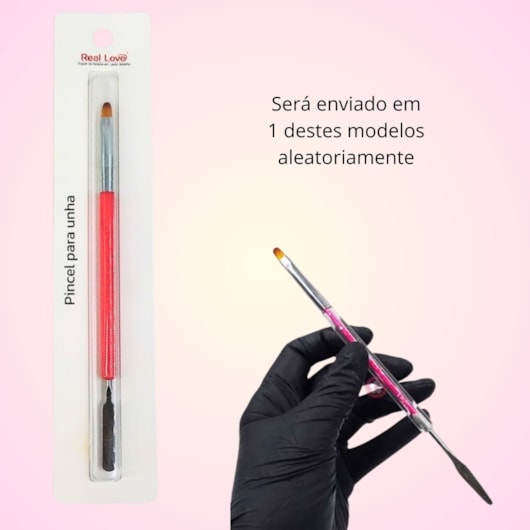 Pincel 2 pontas Lingua de gato e espátula de polygel para unhas