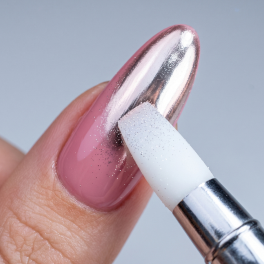 Pincel com dupla de Silicone Real Love para pó cromado e gel sólido para unhas
