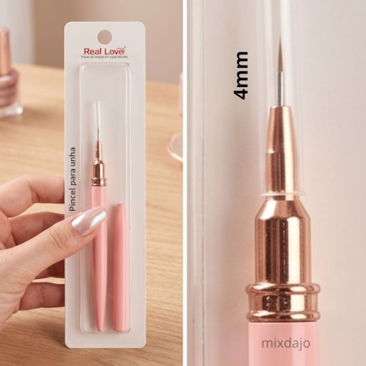 Pincel de ponta fina fina média 4mm com capa 24A para unhas