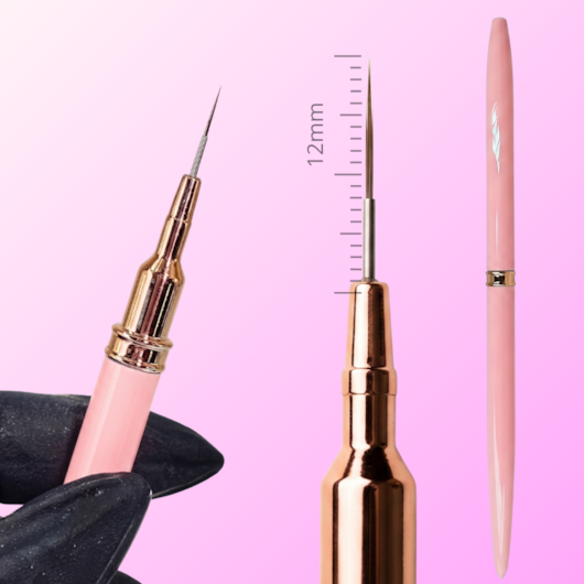 Pincel de ponta fina média 12mm com capa para unhas