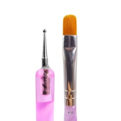 Pincel língua de gato #10 com boleador para fibra e decoração Pincel língua de gato #10 com boleador para fibra e decoração