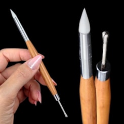 Pincel para decoração com boleador e silicone