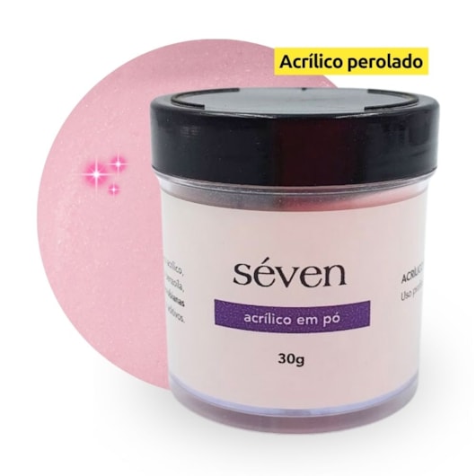 Pó Acrílico Seven Pink Perolado 30g para unhas