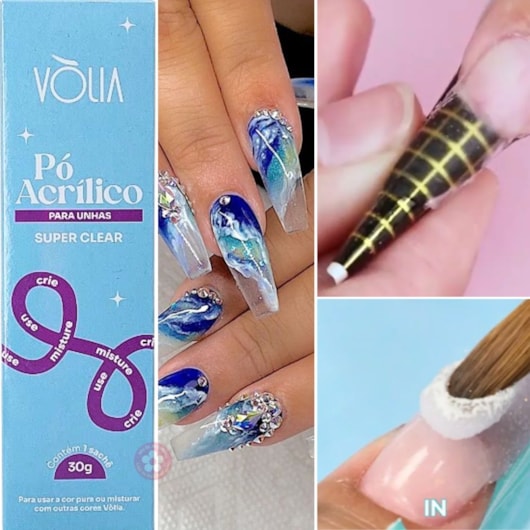 Pó Acrílico Vòlia Transparente Super Clear 30g para unhas