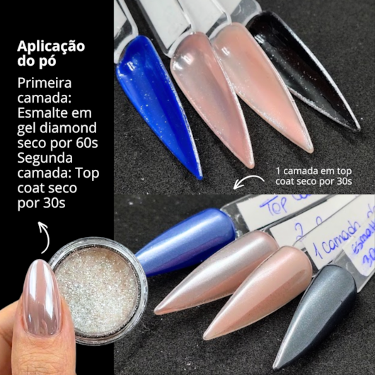Pó cromado Branco Cristal 01 Mix da Jo para unhas