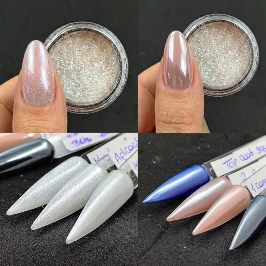 Pó cromado Branco Cristal 01 Mix da Jo para unhas