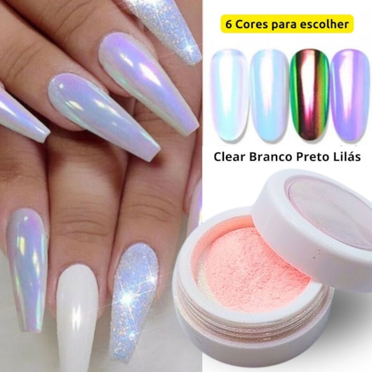 Pó cromado camaleão intenso 6 Cores para unhas