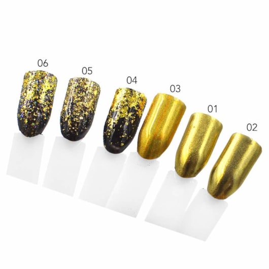 Pó Cromado E Foil Dourado - Cor: 04 Folhas De Ouro Foil para unhas