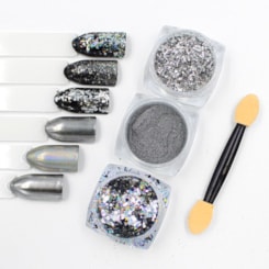 Pó Cromado E Foil Prateado - Cor: 04 Foil Picado Pó Cromado E Foil Prateado - Cor: 04 Foil Picado