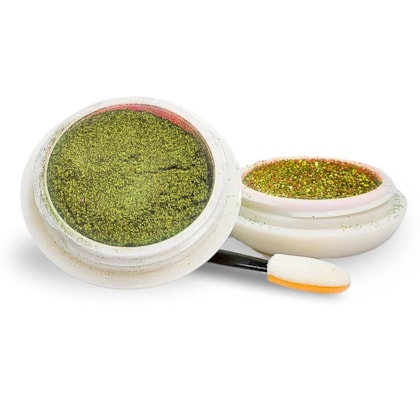 Pó Cromado espelhado + glitter e aplicador 12 Cores Escolha