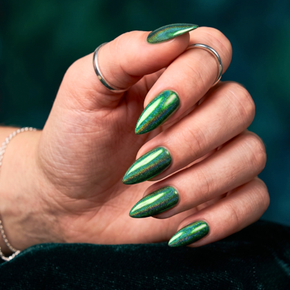 Pó Cromado Holográfico Unhas Cor: Laser Green (Verde)