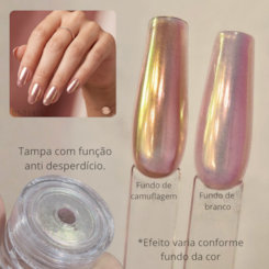 Pó Cromado para Unhas Efeito Camaleão com Aplicador D&Z