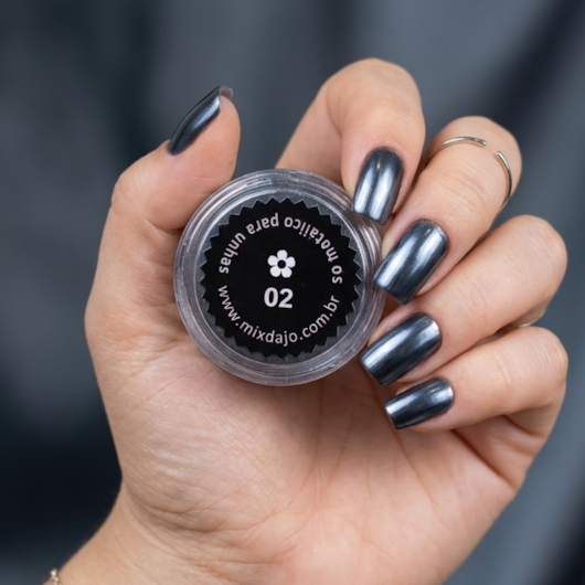 Pó Cromado para Unhas Mix da Jo Cinza Chumbo  02 para unhas