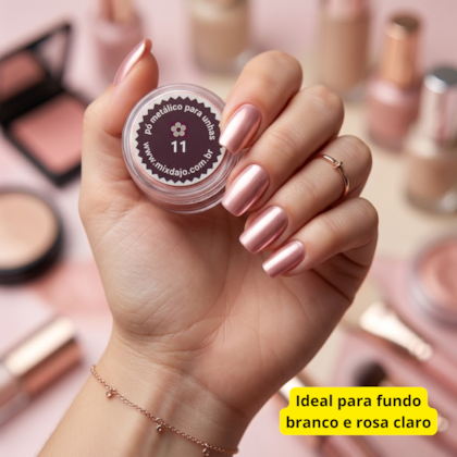 Pó Cromado para Unhas Mix da Jo Pink Rose 11