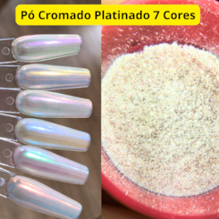 Pó cromado para unhas Platinado 7 cores Escolha Pó cromado para unhas Platinado 7 cores Escolha