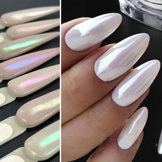 Pó cromado para unhas Platinado 7 cores Escolha para unhas