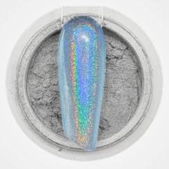 Pó cromado translúcido holográfico prateado efeito granulado 06 Pó cromado translúcido holográfico prateado efeito granulado 06