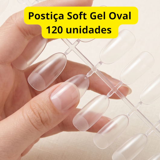Postiça Soft Gel Oval Natural D&z 120 Unidades para unhas