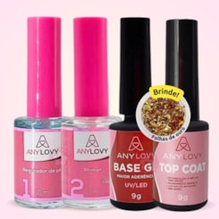 Preparadores Any Love com top coat Kit com 4 itens Preparadores Any Love com top coat Kit com 4 itens