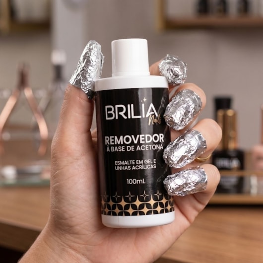 Removedor de esmalte em gel e blindagem 100ml Brilia Nails para unhas