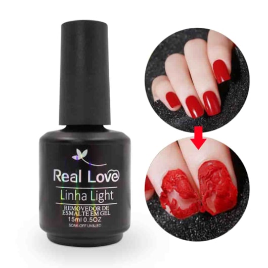 Removedor de esmalte em gel Real Love 15ml para unhas